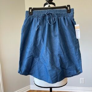 Agnes & Dora Chambray denim blue skirt size small made in USA elastic waist NWT